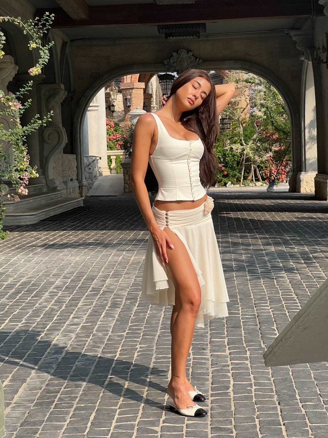 Halter A Line Two Piece Dress Ivory HV2542