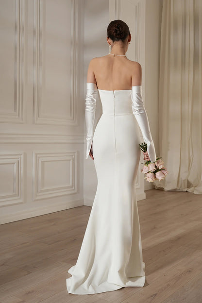 Long Sleeve Strapless Draped Maxi Dress HV2127