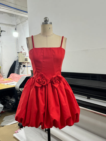 Floral Bubble Dress Red HV3075