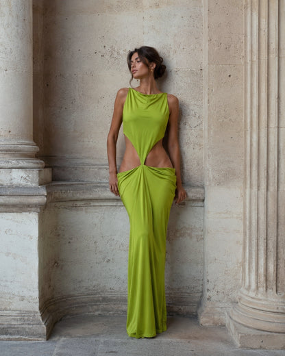 Draped Backless Maxi Dress Green HV3143