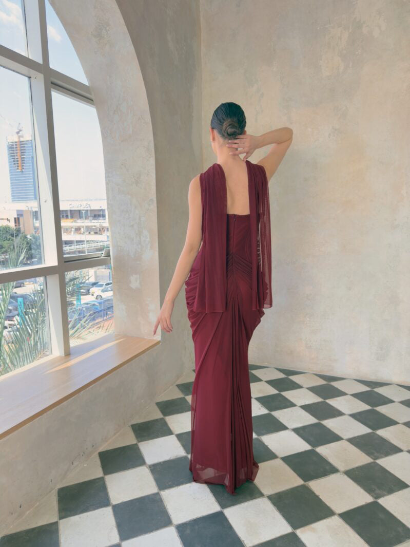 Strapless Draped Maxi Dress HV2692