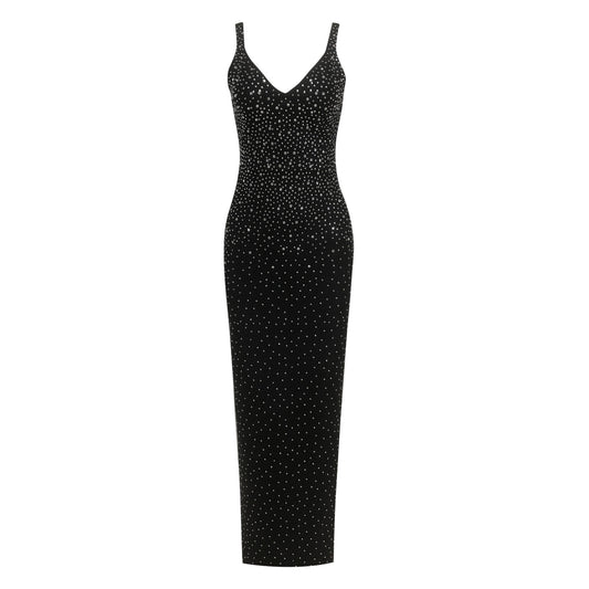 Crystal Covered Maxi Dress Black HV2021