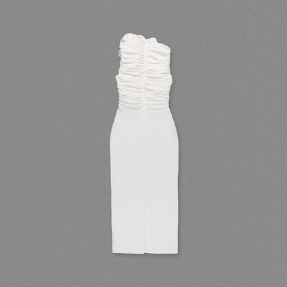 Flower Detail Ruched Midi Dress HV1443