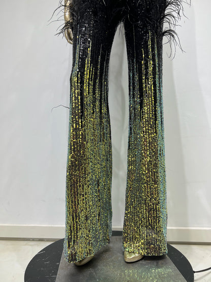 Strapless Feather Sequin Jumpsuit