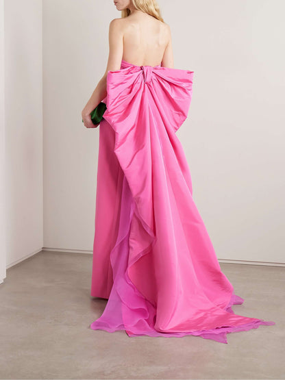 Strapless Bow Detail Maxi Dress Pink HV2720