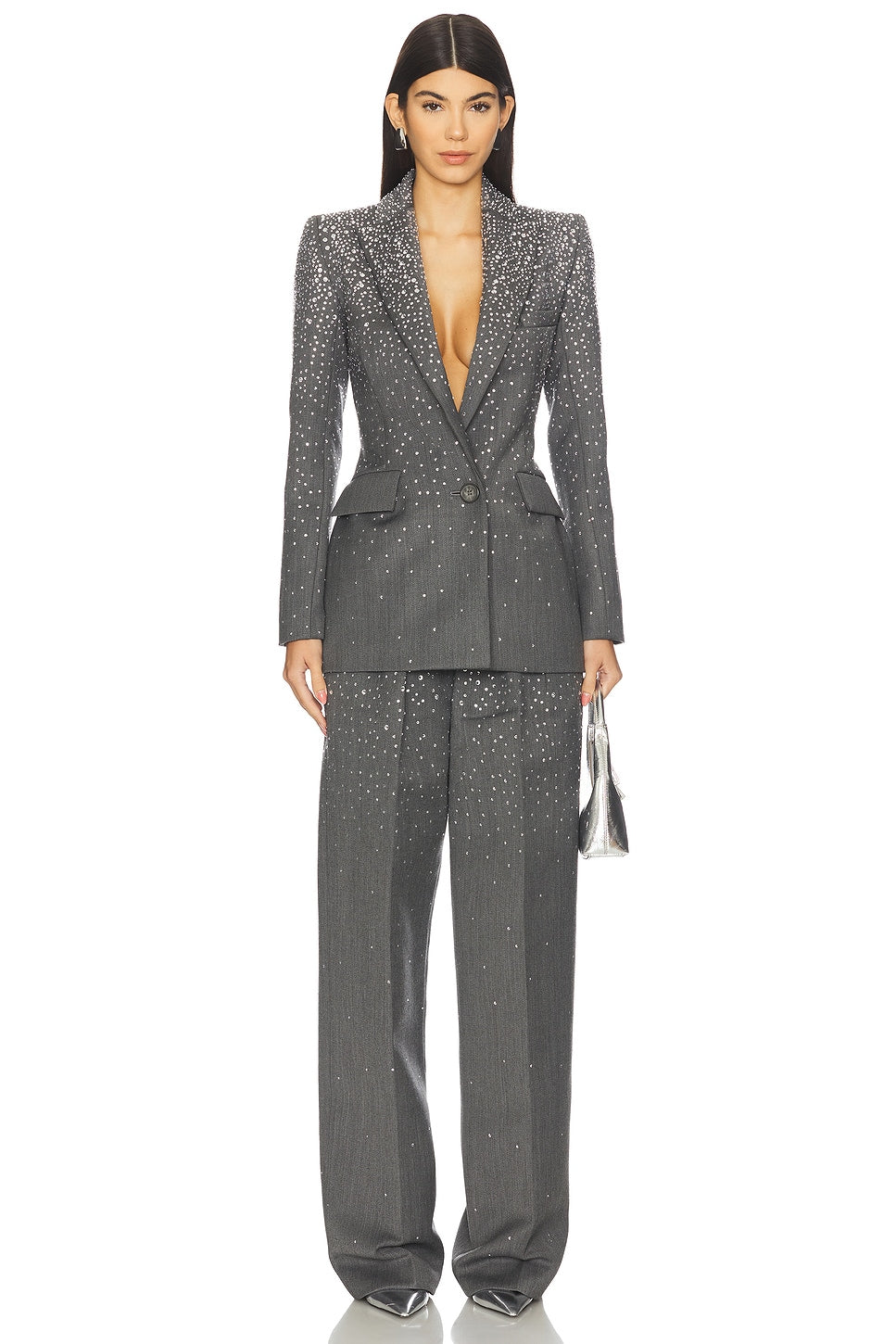 Crystal Embellished Suit Grey HV3064