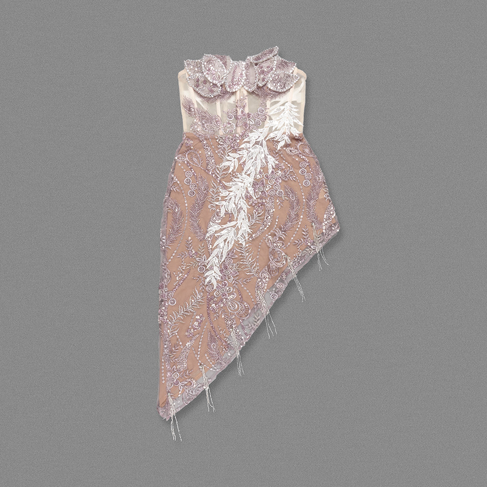 Strapless Sequin Floral Dress Pink HV2225