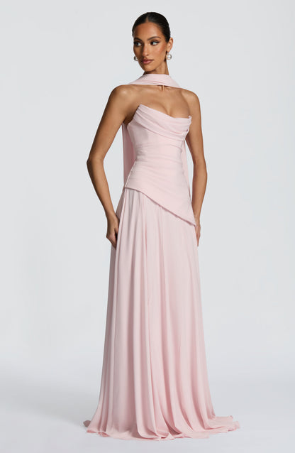 Strapless Draped Corset A Line Maxi Dress HV3184