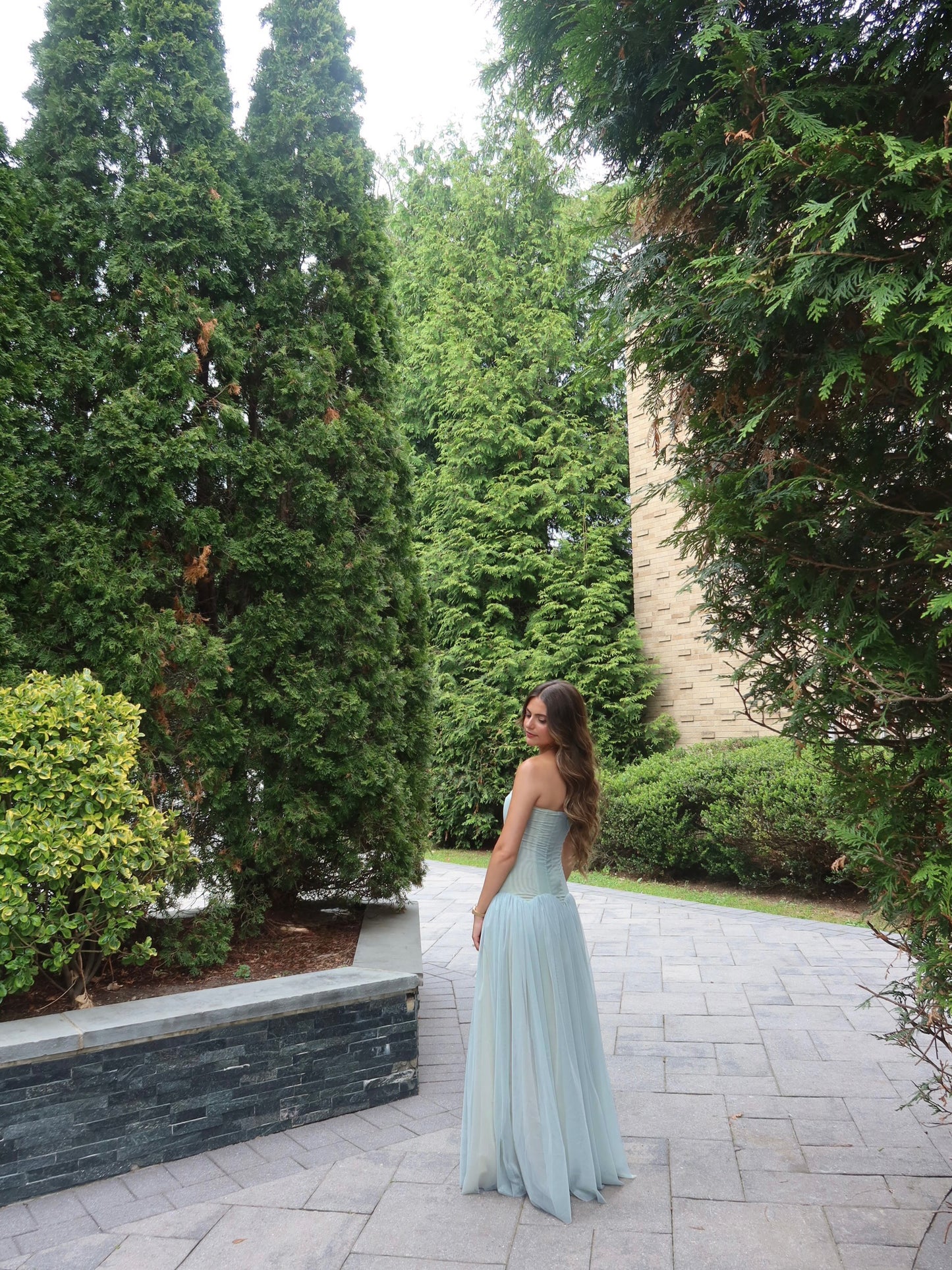 Strapless A Line Maxi Dress Blue HV0086