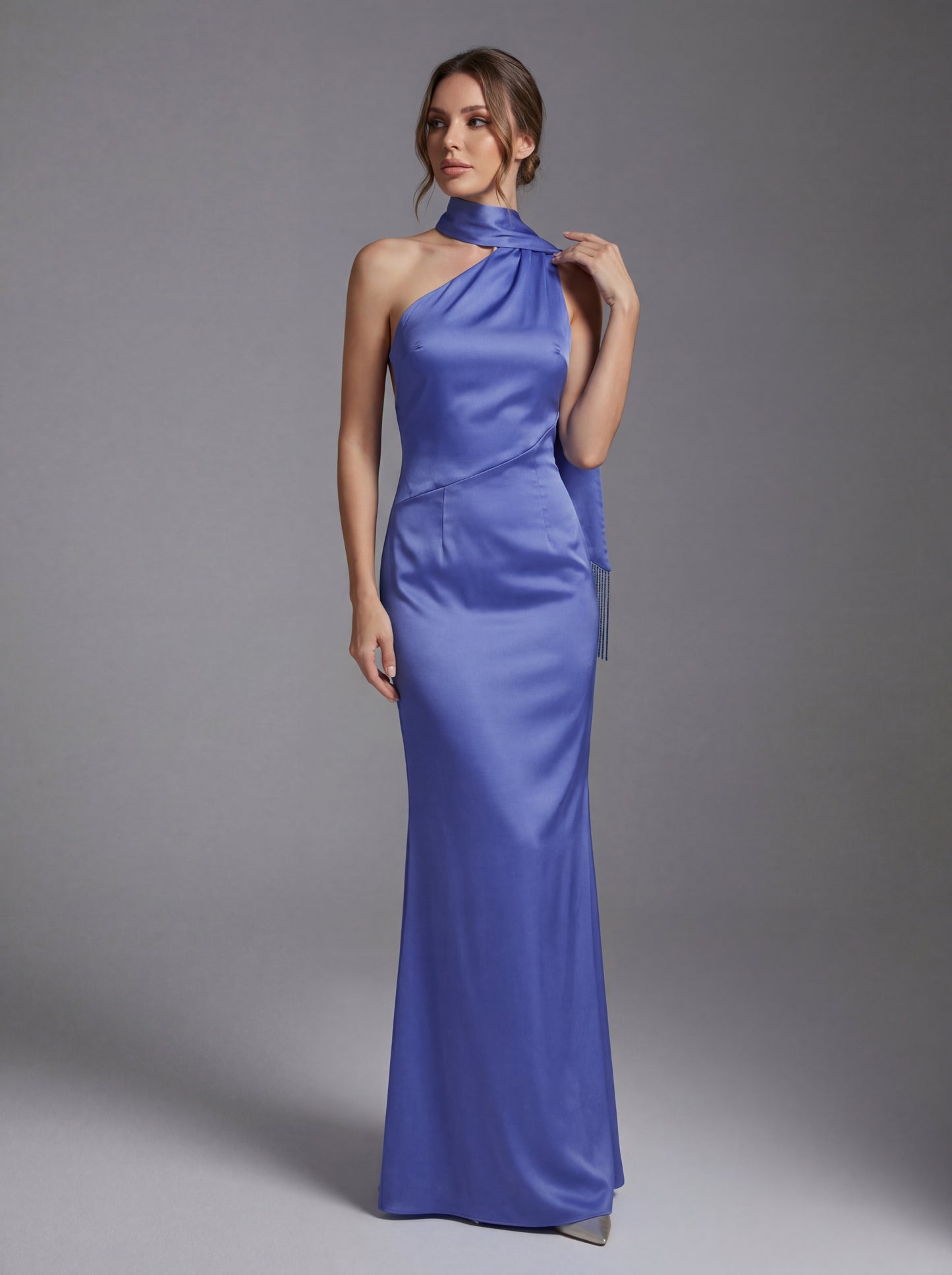 Halter Scarf Maxi Dress Blue HV2937