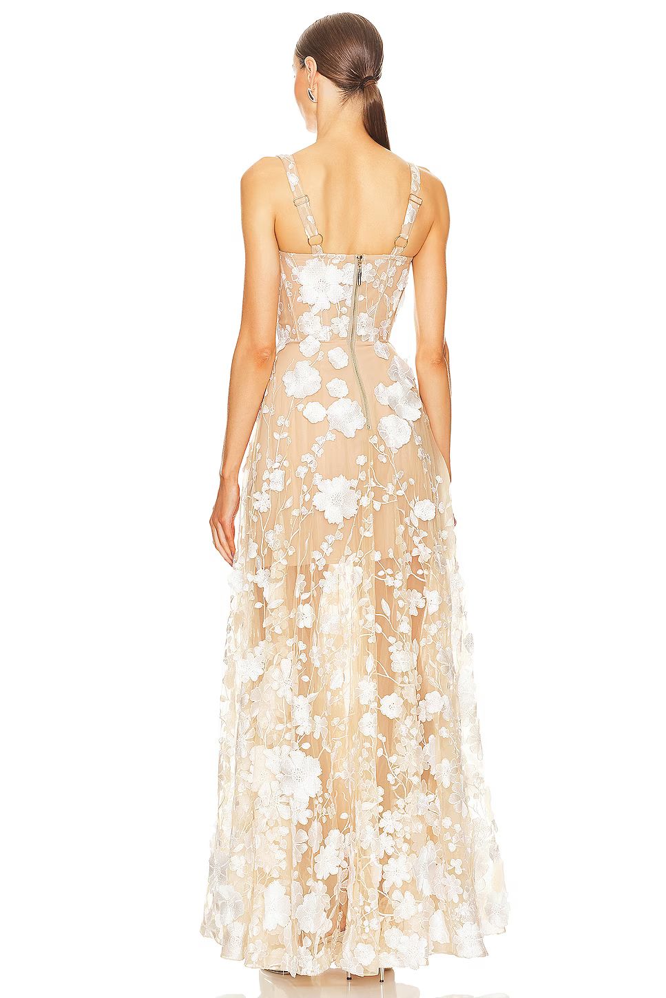 Floral Embroidered Maxi Dress White Nude HV1501