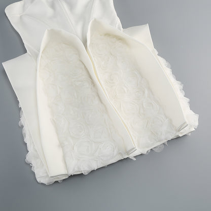 Strapless Puff Dress White