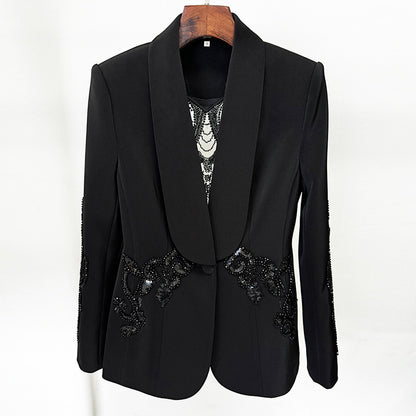 Sequin Detail Mesh Suit Black HV3062