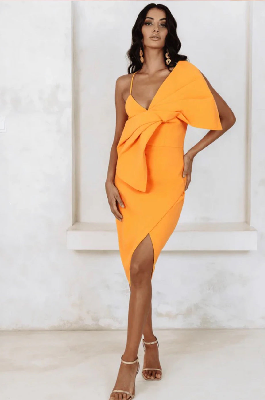 Bow Detail Midi Dress Amber HV0007