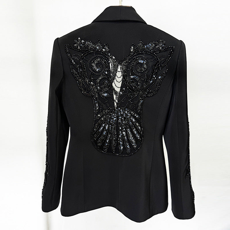Sequin Detail Mesh Suit Black HV3062
