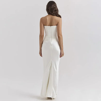 Strapless Corset Draped Maxi Dress