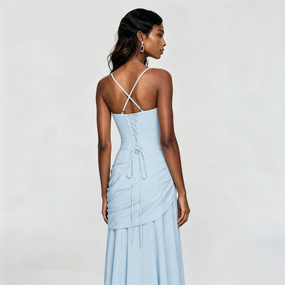 Draped A Line Corset Maxi Dress Yellow HV3154