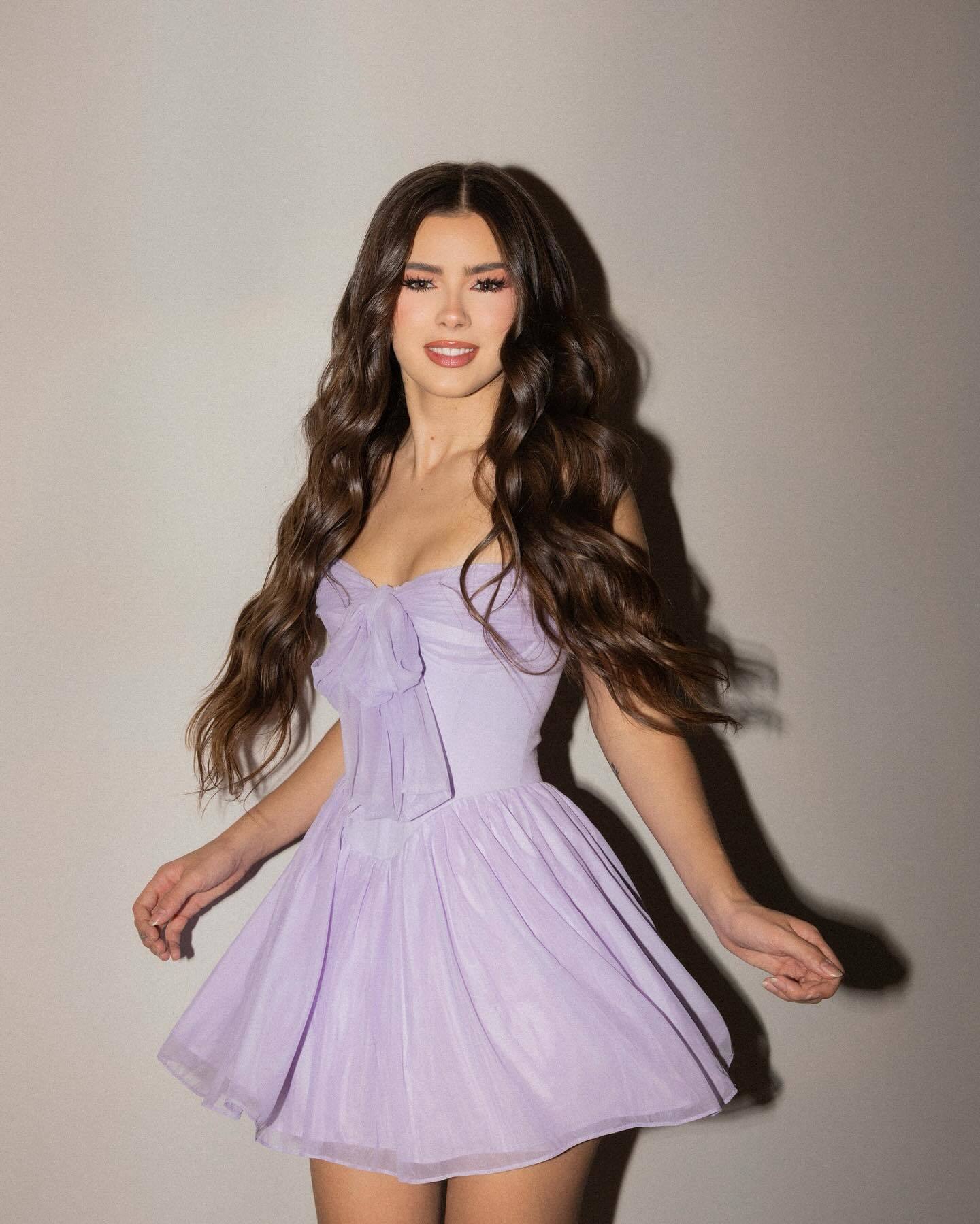 Draped Bardot Bow A Line Dress Lavender HV2635