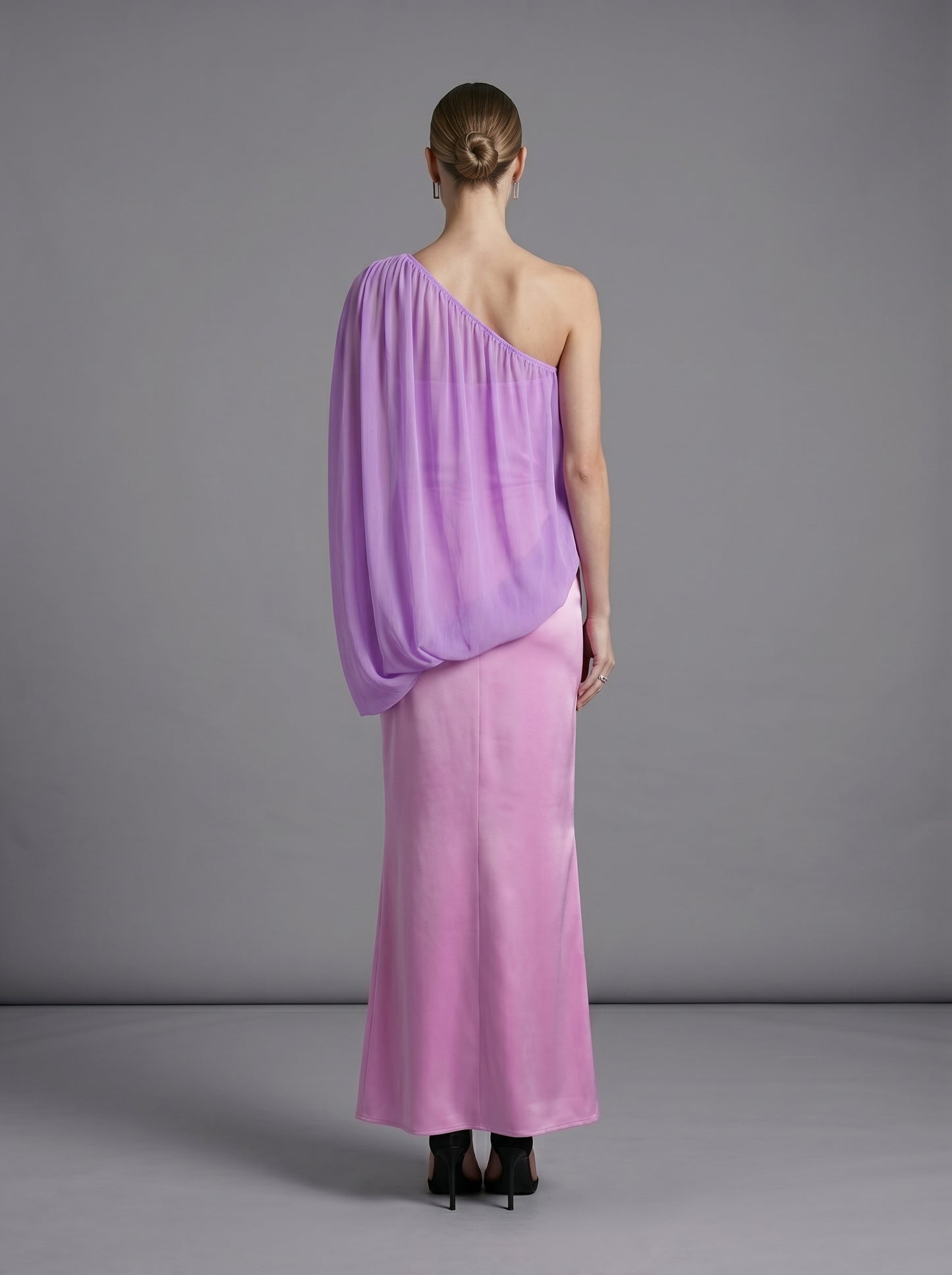 One Shoulder Bubble Maxi Dress Lavender HV3090