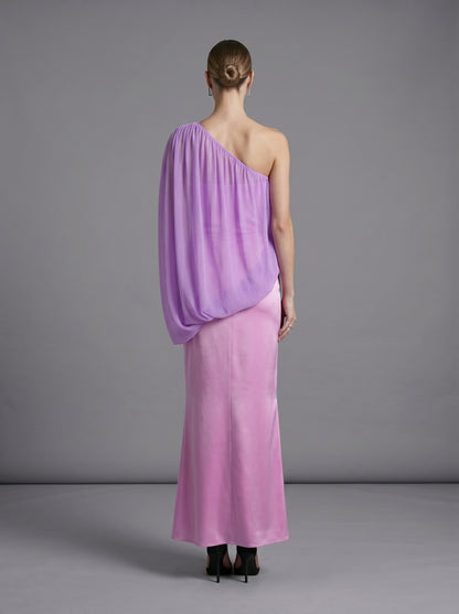 One Shoulder Bubble Maxi Dress Lavender HV3090