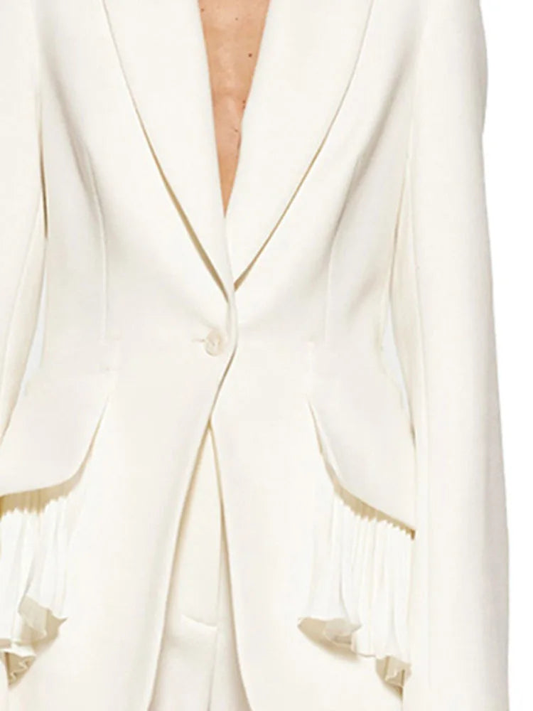 Long Sleeve Pleated Ruffle Blazer