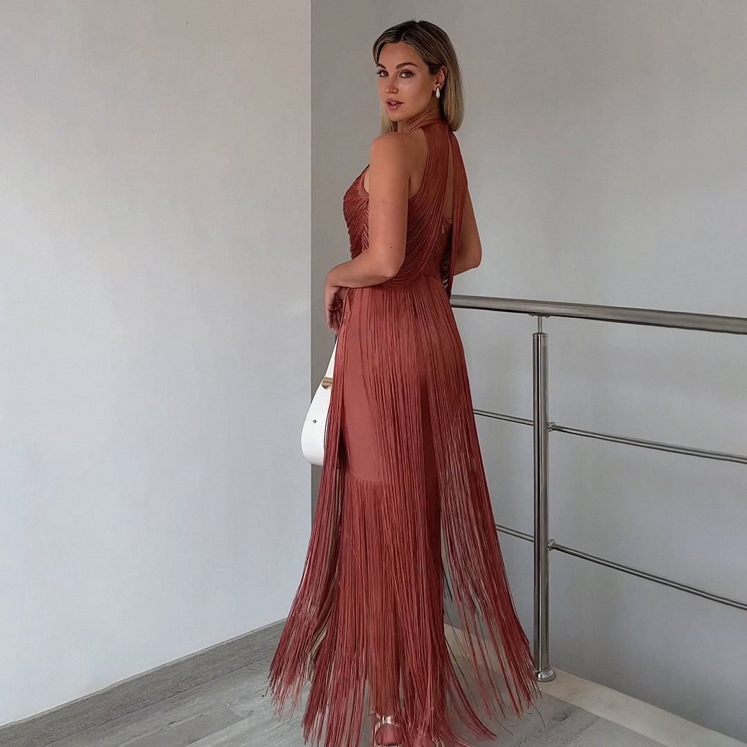 Halter Tassel Maxi Dress HV1561