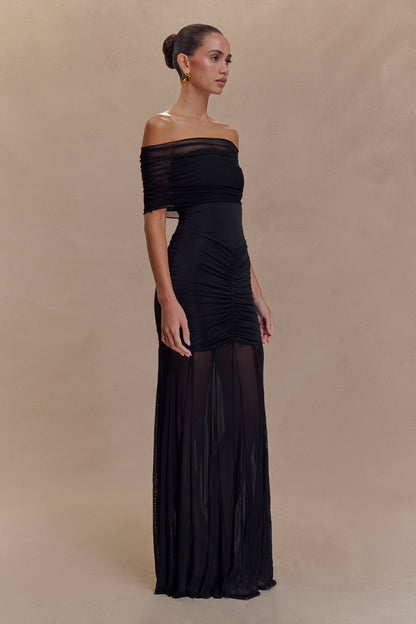 Bardot Ruched Maxi Dress Ivory HV2140