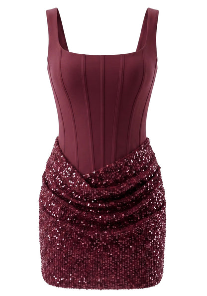 Sequin Draped Corset Dress HV3160