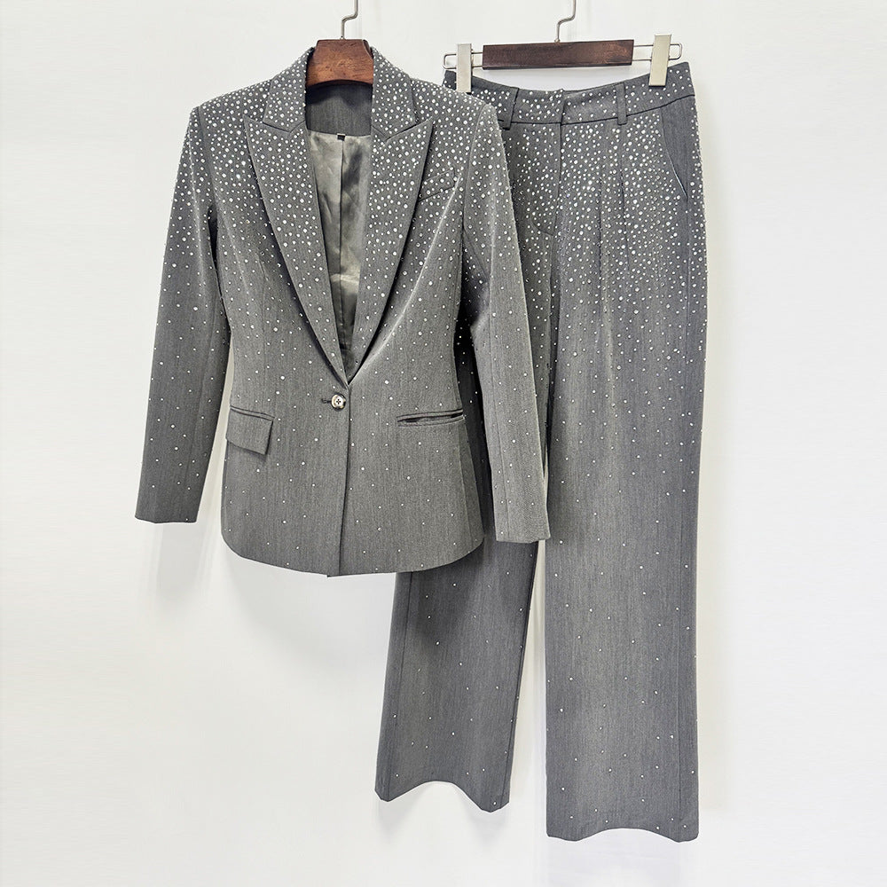 Crystal Embellished Suit Grey HV3064