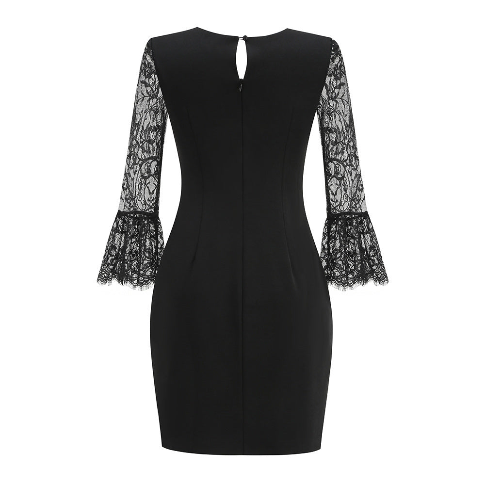 Lace Long Sleeve Dress Black HV2977