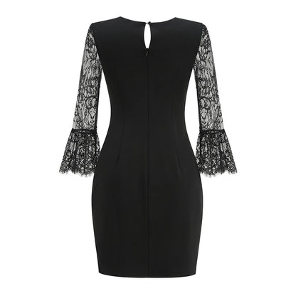 Lace Long Sleeve Dress Black HV2977