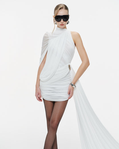 One Shoulder Draped Dress White HV0077