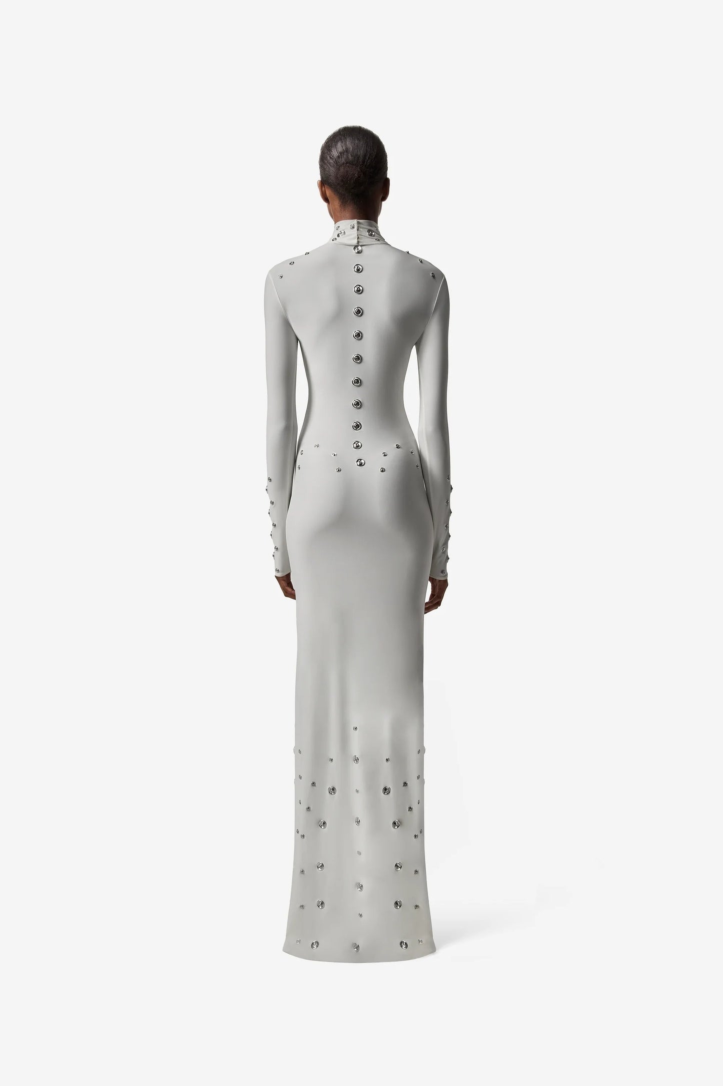 Long Sleeve Studded Maxi Dress White HV2621