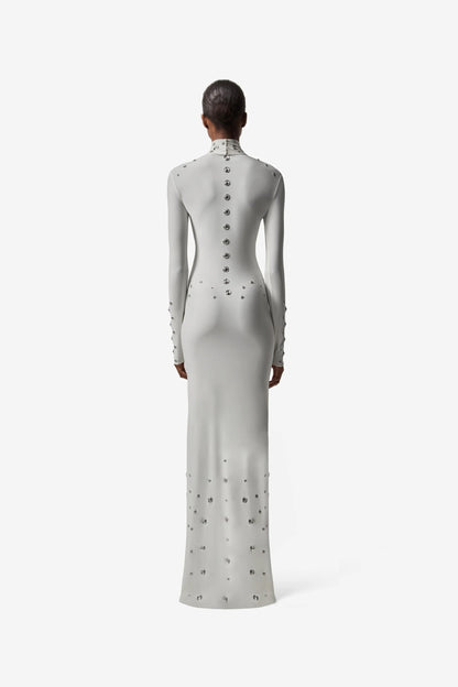 Long Sleeve Studded Maxi Dress White HV2621