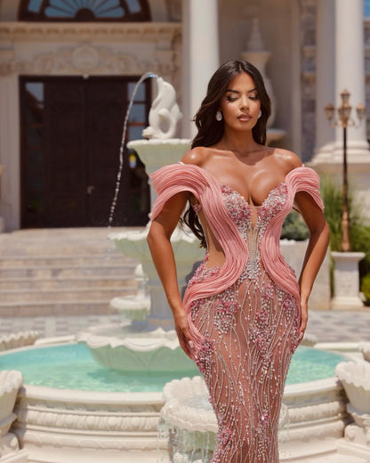 Bardot Floral Sequin Maxi Dress Nude Pink HV2062