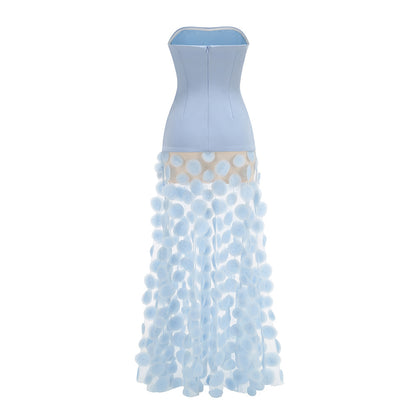 Strapless A Line Maxi Dress Light Blue HV2909