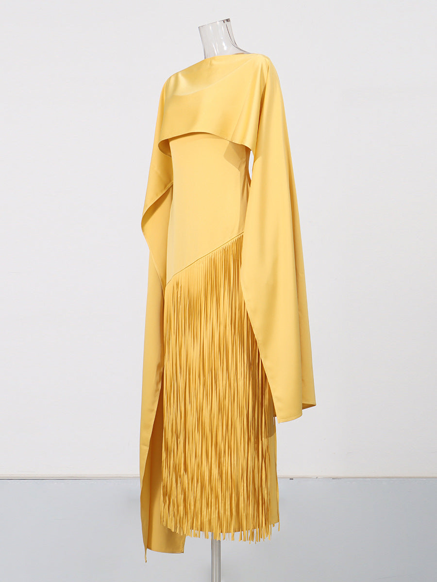 Cape Tassel Maxi Dress Lavender HV3117