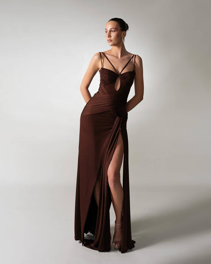 Draped Maxi Dress Brown HV2647