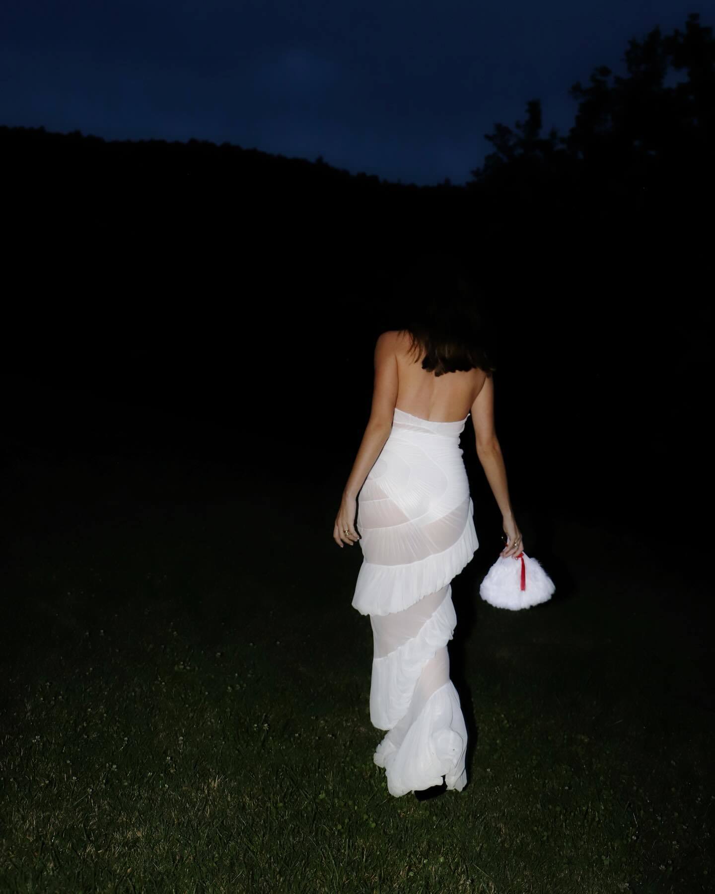 Halter Ruched Ruffle Maxi Dress White HV2589