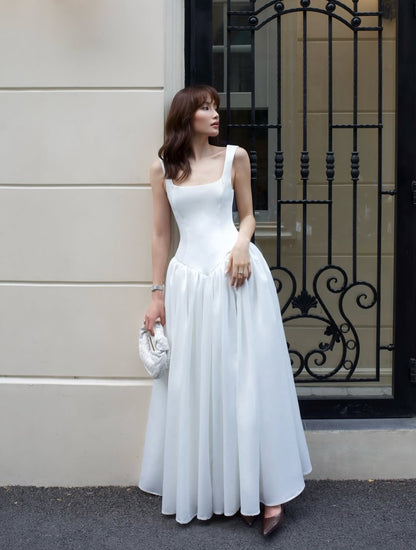 Structured A Line Maxi Dress White HV0162