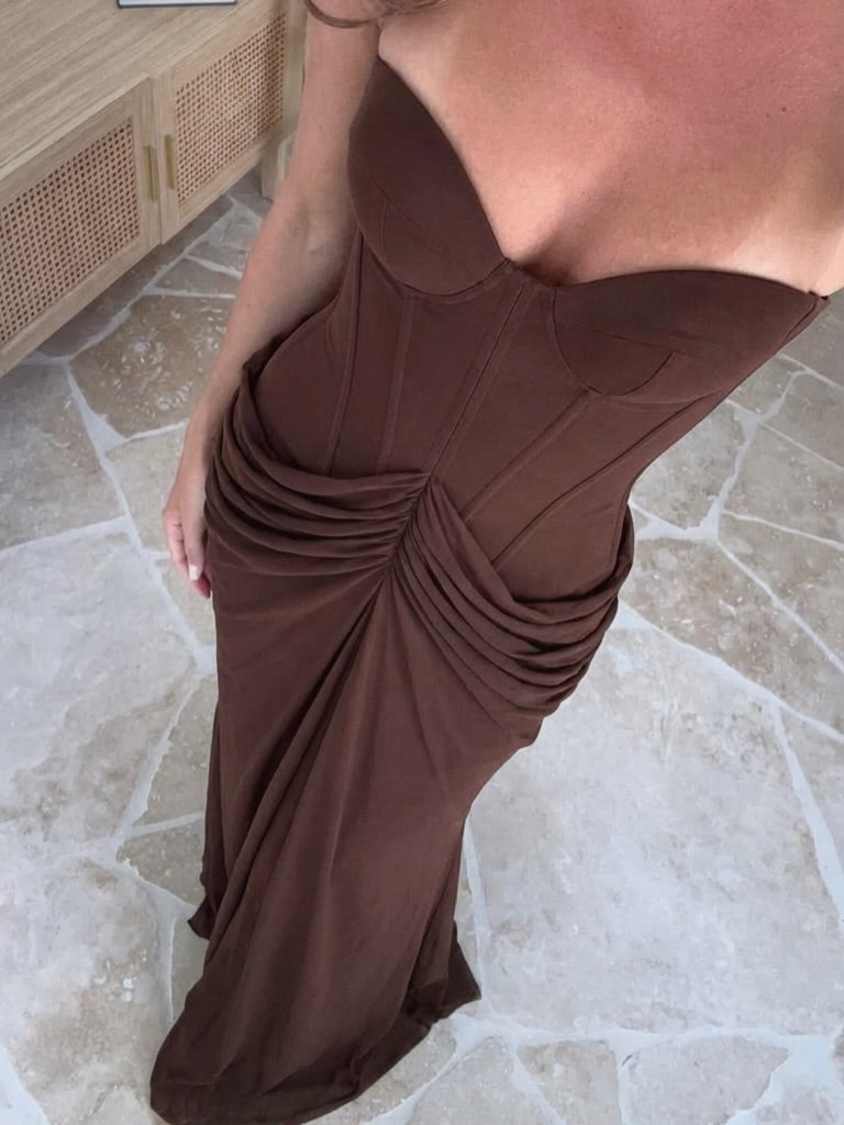 Strapless Draped Maxi Dress HV2692