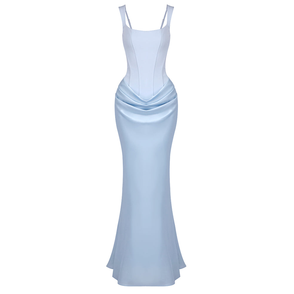 Draped Corset Maxi Dress Light Blue HV0071