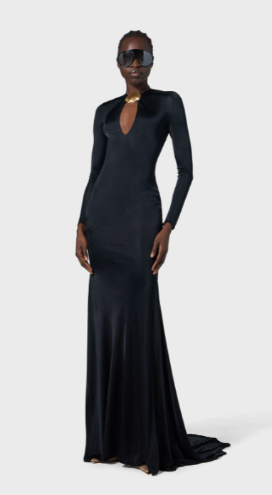 Long Sleeve Backless Maxi Dress Black HV2208