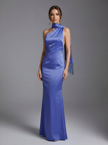 Halter Scarf Maxi Dress Blue HV2937