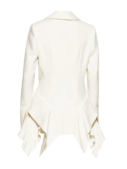 Long Sleeve Pleated Ruffle Blazer