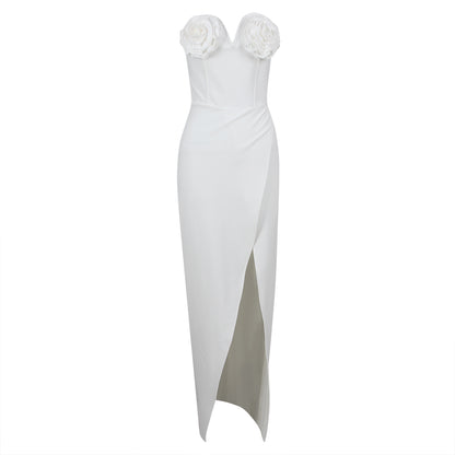 Strapless Rose Bustier Maxi Dress  HV9592