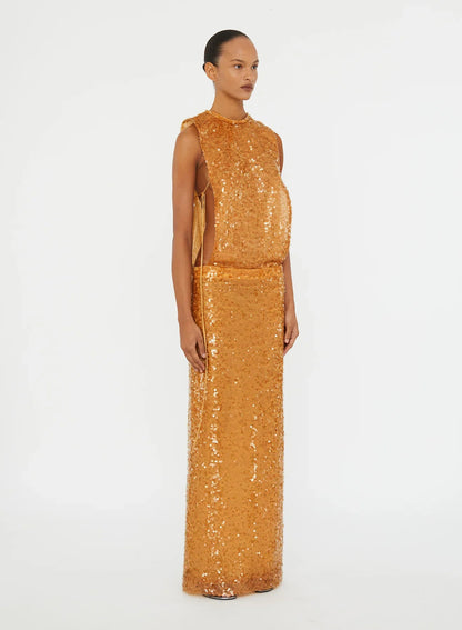 Sequin Maxi Dress Orange HV0014