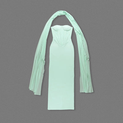 Strapless Bustier Maxi Dress Green HV2616