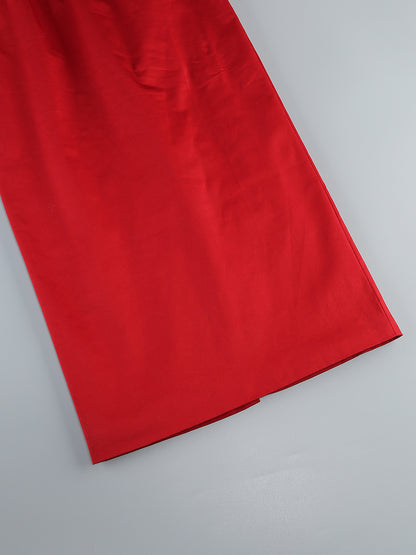 Strapless Bow Detail Midi Dress Red