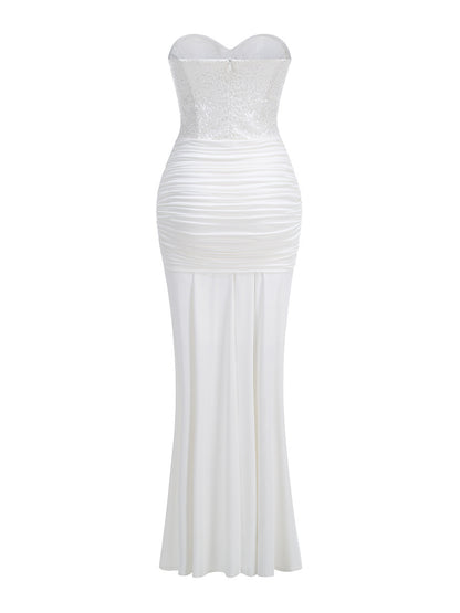 Strapless Sequin Draped Maxi Dress HV2813